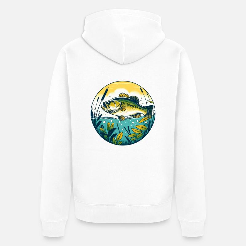 Achigan à grande bouche - Veste à capuche bio Premium Unisexe - blanc