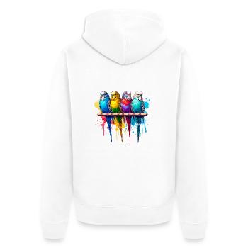 Colorful budgies - Unisex Premium Organic Zip Hoodie - white - Back - Thijin (182cm)