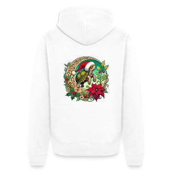 Christmas Turtle - Unisex Premium Organic Zip Hoodie - white - Back - Thijin (182cm)