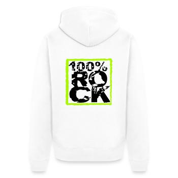 100 % Prozent Rock Heavy Metal Musik Text Logo Fun - Unisex Premium Bio Zip Hoodie - Weiß - Hinten - Thijin (182cm)