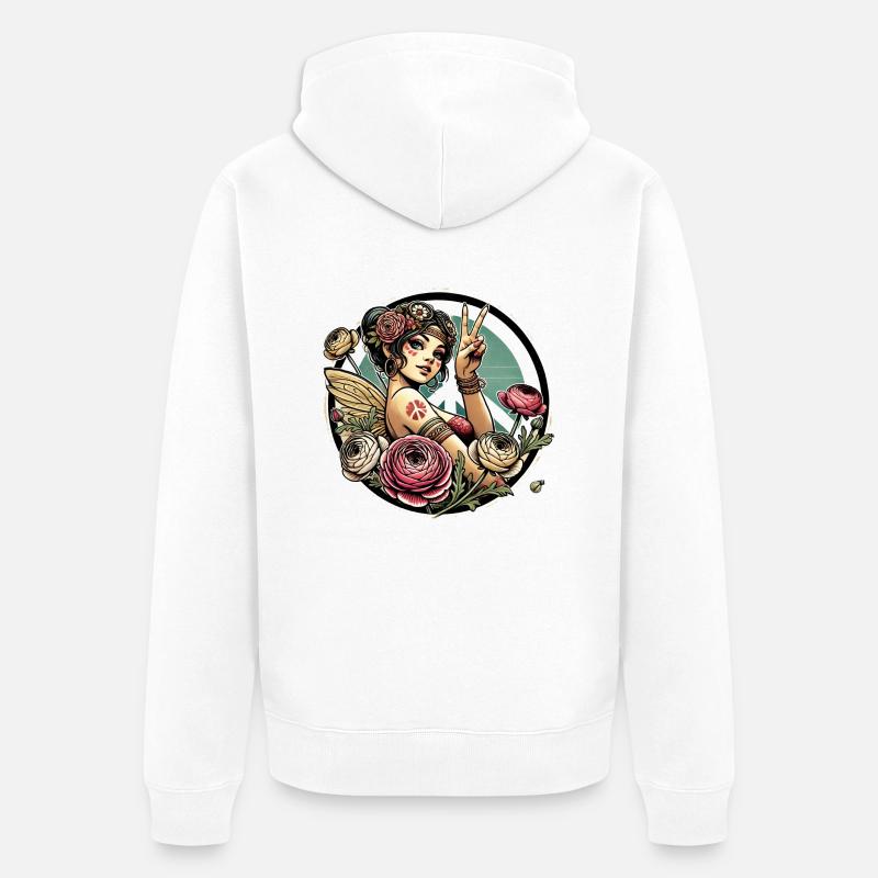 Fée hippie - Veste à capuche bio Premium Unisexe - blanc