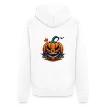 Wild, wütend, kämpferisch, kämpferisch, Halloween, Pumkin - Unisex Premium Bio Zip Hoodie - Weiß - Hinten - Thijin (182cm)