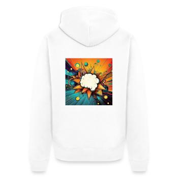 Vibrant Abstract Explosive Cloud Design - Unisex Premium Organic Zip Hoodie - white - Back - Thijin (182cm)