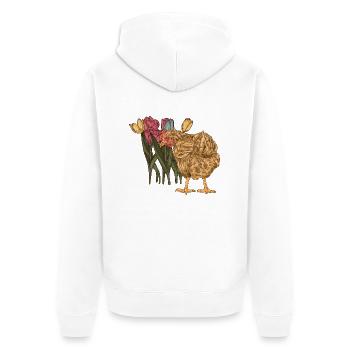 Poule Poulet du jardin printanier Poulet - Veste à capuche bio Premium Unisexe - blanc - Dos - Thijin (182cm)