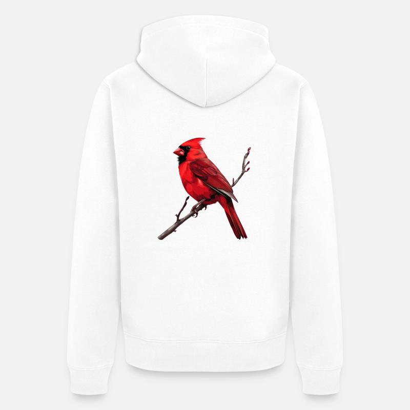 Rotkardinal Vogel - Unisex Premium Bio Zip Hoodie - Weiß
