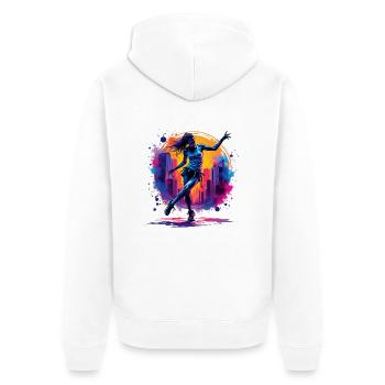 femme hip hop - Veste à capuche bio Premium Unisexe - blanc - Dos - Thijin (182cm)