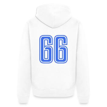 66 - Unisex Premium Bio Zip Hoodie - Weiß - Hinten - Thijin (182cm)