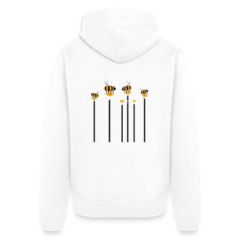 Lots of bees, bumblebees, daisies, pollinating flowers - Unisex Premium Organic Zip Hoodie - white - Back - Thijin (182cm)