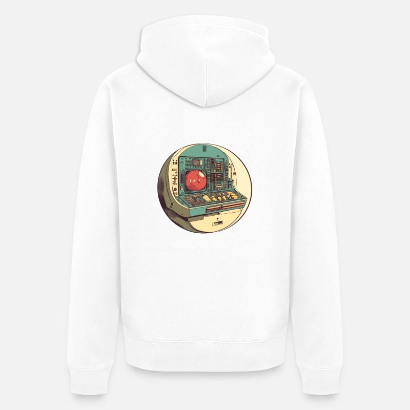 Retro-Computer: Die Anfänge der Technik! - Unisex Premium Bio Zip Hoodie - Weiß