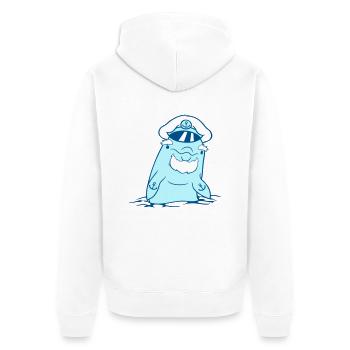 drôle vieux dauphin capitaine mignon dessin animé bande dessinée - Veste à capuche bio Premium Unisexe - blanc - Dos - Thijin (182cm)