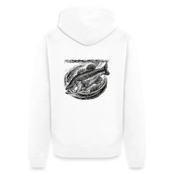 Bass Fishing - Unisex Premium Bio Zip Hoodie - Weiß - Hinten - Thijin (182cm)