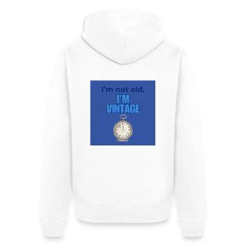 I'm Not Old, I'm Vintage Design - Unisex Premium Organic Zip Hoodie - white - Back - Thijin (182cm)