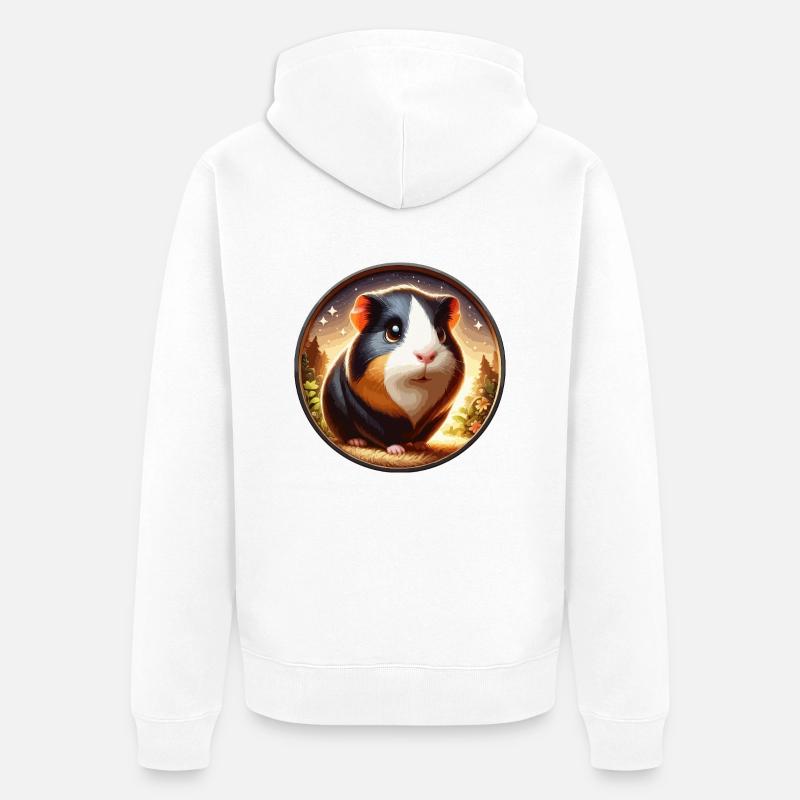 Cochon d’Inde la nuit - Veste à capuche bio Premium Unisexe - blanc