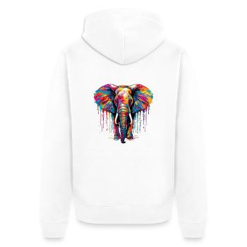 Bunter Elefant - Unisex Premium Bio Zip Hoodie - Weiß - Hinten - Thijin (182cm)