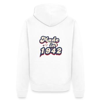 Made in 1942 retro - Veste à capuche bio Premium Unisexe - blanc - Dos - Thijin (182cm)