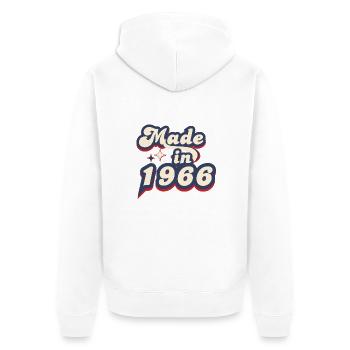 Made in 1966 Retro - Unisex Premium Organic Zip Hoodie - white - Back - Thijin (182cm)