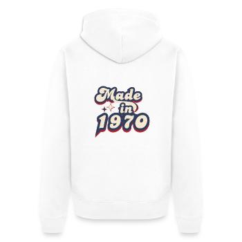 Hergestellt im 1970 Retro - Unisex Premium Bio Zip Hoodie - Weiß - Hinten - Thijin (182cm)