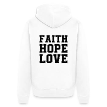 Foi, Espérance, Amour - Veste à capuche bio Premium Unisexe - blanc - Dos - Thijin (182cm)