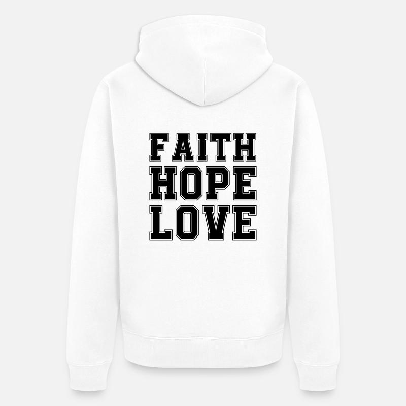 Foi, Espérance, Amour - Veste à capuche bio Premium Unisexe - blanc