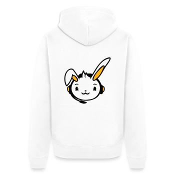 Hase spielt Konsole Headset Gamer Nerd Kopfhörer - Unisex Premium Bio Zip Hoodie - Weiß - Hinten - Thijin (182cm)