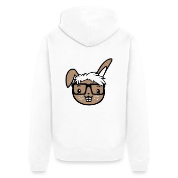 Hase Nerd Geek Hornbrille Schlau Freak Intelligent - Unisex Premium Bio Zip Hoodie - Weiß - Hinten - Thijin (182cm)