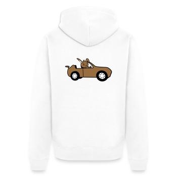 Rabbit Car Fast Driving Driver License - Unisex Premium Organic Zip Hoodie - white - Back - Thijin (182cm)