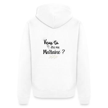 Veux tu être ma marraine - Veste à capuche bio Premium Unisexe - blanc - Dos - Thijin (182cm)
