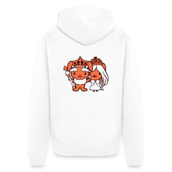 Lapin Roi Couronne Reine Couple Ruler Amour - Veste à capuche bio Premium Unisexe - blanc - Dos - Thijin (182cm)