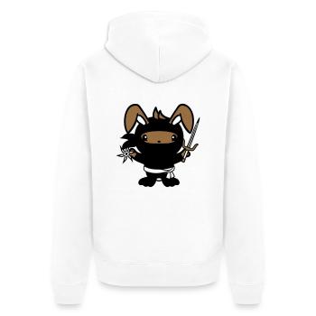 Hase Ninja Stern Kämpfer Japanischer Assassine - Unisex Premium Bio Zip Hoodie - Weiß - Hinten - Thijin (182cm)