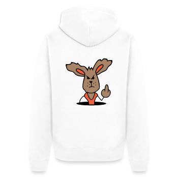 Hase Mittelfinger Zeigen Böse Frech Beleidigend - Unisex Premium Bio Zip Hoodie - Weiß - Hinten - Thijin (182cm)