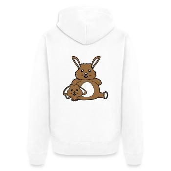 2 Lapins Enfant Papa Maman Doux Deux Gros Petit Gras - Veste à capuche bio Premium Unisexe - blanc - Dos - Thijin (182cm)