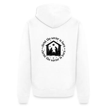 Christ der Retter ist geboren - Unisex Premium Bio Zip Hoodie - Weiß - Hinten - Thijin (182cm)