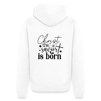 Christ der Retter ist geboren - Unisex Premium Bio Zip Hoodie - Weiß - Hinten - Thijin (182cm)