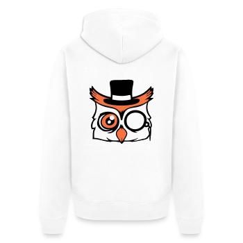 Sir hibou chapeau haut de forme monocle verres riches M. - Veste à capuche bio Premium Unisexe - blanc - Dos - Thijin (182cm)