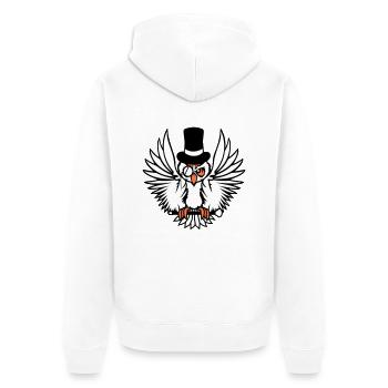 Sir hibou chapeau haut de forme monocle verres riches M. - Veste à capuche bio Premium Unisexe - blanc - Dos - Thijin (182cm)