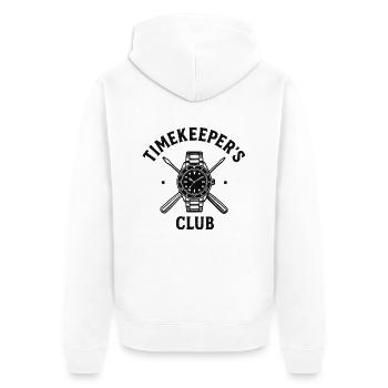 Timekeepers Club für Uhrmacher und Sammler - Unisex Premium Bio Zip Hoodie - Weiß - Hinten - Thijin (182cm)