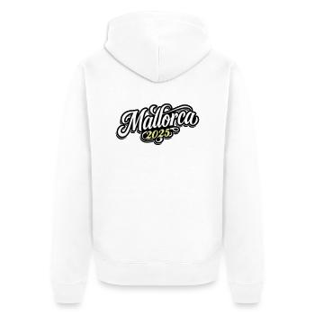 Mallorca 2025 - Unisex Premium Bio Zip Hoodie - Weiß - Hinten - Thijin (182cm)