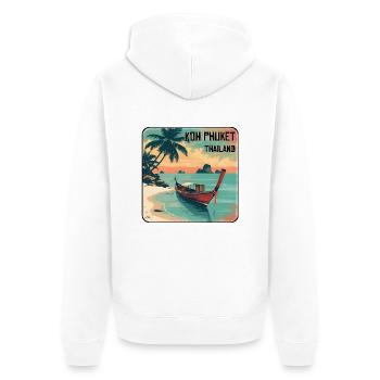 Koh Phuket - Unisex Premium Organic Zip Hoodie - white - Back - Thijin (182cm)