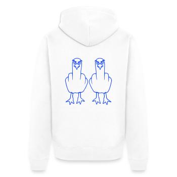 2 Seagulls Doigt d’honneur Insulte Stinkfinger Équipe - Veste à capuche bio Premium Unisexe - blanc - Dos - Thijin (182cm)