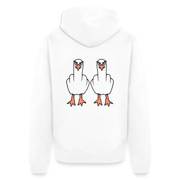 2 Seagulls Doigt d’honneur Insulte Stinkfinger Équipe - Veste à capuche bio Premium Unisexe - blanc - Dos - Thijin (182cm)