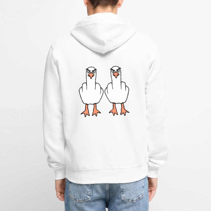 2 Möwen Mittelfinger Beleidigung Stinkefinger Team Unisex Premium Bio Zip Hoodie