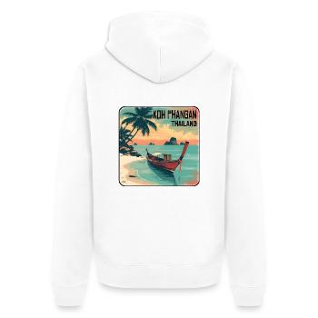 Koh Phangan Thailand - Unisex Premium Bio Zip Hoodie - Weiß - Hinten - Thijin (182cm)