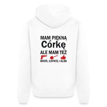 I HAVE A BEAUTIFUL DAUGHTER FATHER'S DAY GIFT FOR DAD - Unisex Premium Organic Zip Hoodie - white - Back - Thijin (182cm)