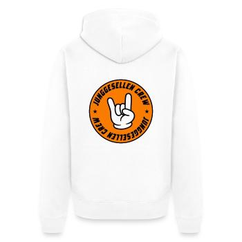 Junggesellen Crew Jga - Unisex Premium Bio Zip Hoodie - Weiß - Hinten - Thijin (182cm)