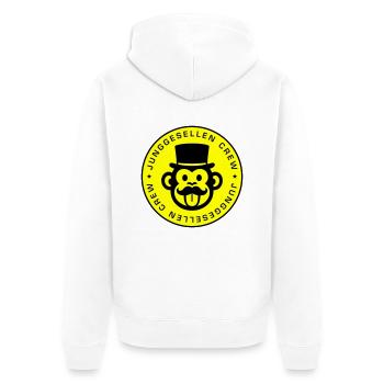 Junggesellen Crew Affe - Unisex Premium Bio Zip Hoodie - Weiß - Hinten - Thijin (182cm)