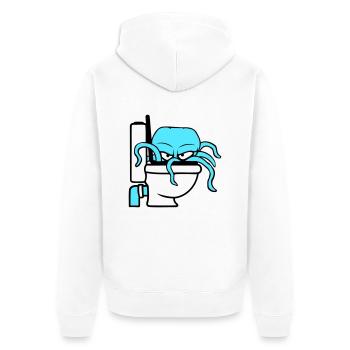 Octopus in Toilet Toilet Toilet Toilet Bowl Toilet Flush - Unisex Premium Organic Zip Hoodie - white - Back - Thijin (182cm)
