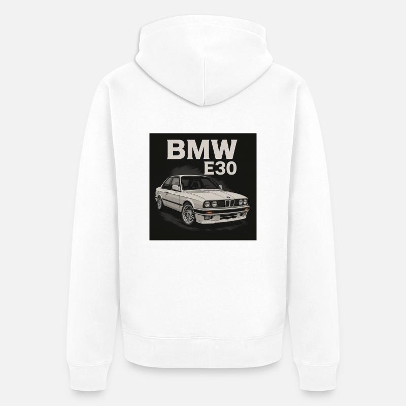 E30 Oldtimer Beemer - Unisex Premium Bio Zip Hoodie - Weiß