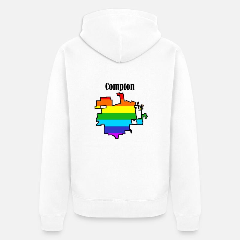 Compton Regenbogen - Unisex Premium Bio Zip Hoodie - Weiß