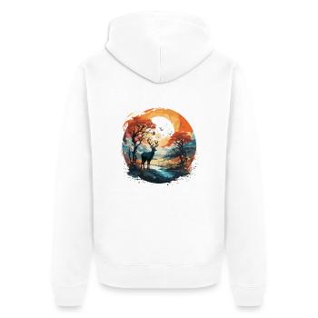 Deer in the Autumn Circle - Unisex Premium Organic Zip Hoodie - white - Back - Thijin (182cm)