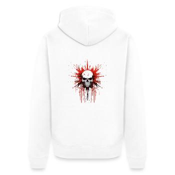 Splatter Skull - Unisex Premium Organic Zip Hoodie - white - Back - Thijin (182cm)